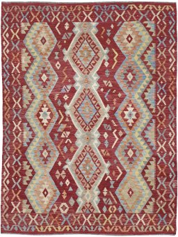 Full view of New Modern Design rug from Pakistan, 238 × 180 cm in Multi Color tones