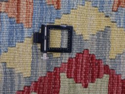 Corner detail of New Modern Design rug showing border pattern and Wool pile