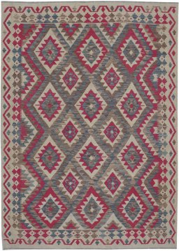 Full view of New Modern Design rug from Pakistan, 239 × 172 cm in Multi Color tones
