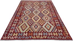 Full view of New Modern Design rug from Pakistan, 243 × 175 cm in Multi Color tones
