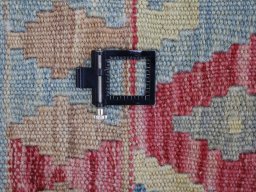 Corner detail of New Modern Design rug showing border pattern and Wool pile