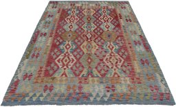 Full view of New Modern Design rug from Pakistan, 237 × 177 cm in Multi Color tones