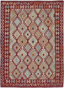 Full view of New Modern Design rug from Pakistan, 237 × 183 cm in Multi Color tones