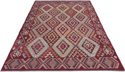 Full view of New Modern Design rug from Pakistan, 245 × 171 cm in Multi Color tones