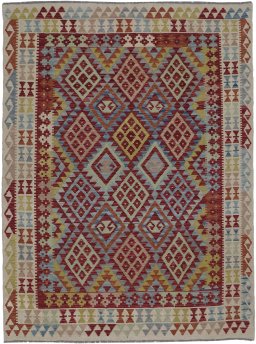 Full view of New Modern Design rug from Pakistan, 240 × 178 cm in Multi Color tones