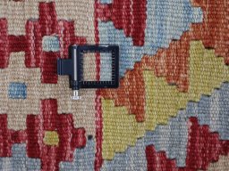 Corner detail of New Modern Design rug showing border pattern and Wool pile