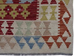 Close-up detail of New Modern Design rug from Pakistan showing Wool weave