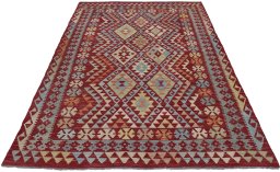 Full view of New Modern Design rug from Pakistan, 235 × 176 cm in Multi Color tones