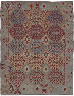 Full view of New Modern Design rug from Pakistan, 240 × 185 cm in Multi Color tones