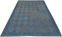 Full view of New Modern Design rug from Pakistan, 241 × 174 cm in Multi Color tones