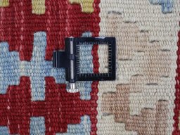 Corner detail of New Modern Design rug showing border pattern and Wool pile