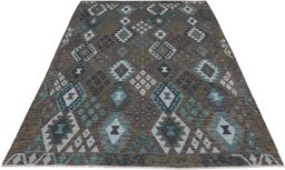 Full view of New Modern Design rug from Pakistan, 241 × 182 cm in Multi Color tones