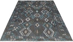 Full view of New Modern Design rug from Pakistan, 249 × 181 cm in Multi Color tones