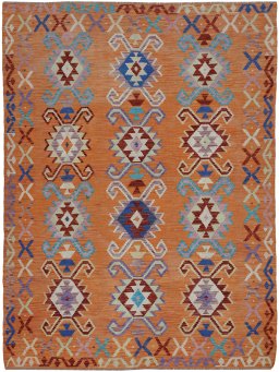 Full view of New Modern Design rug from Pakistan, 233 × 173 cm in Multi Color tones