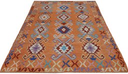 Full view of New Modern Design rug from Pakistan, 233 × 173 cm in Multi Color tones