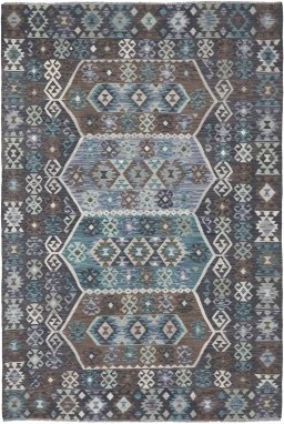 Full view of New Modern Design rug from Pakistan, 297 × 203 cm in Multi Color tones