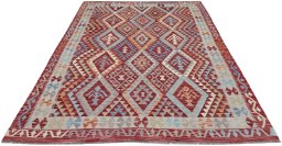 Full view of New Modern Design rug from Pakistan, 279 × 203 cm in Multi Color tones