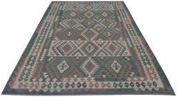 Full view of New Modern Design rug from Pakistan, 299 × 203 cm in Multi Color tones