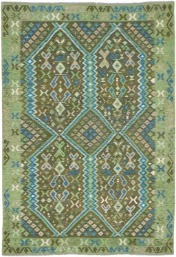 Full view of New Modern Design rug from Pakistan, 294 × 208 cm in Multi Color tones