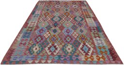 Corner detail of New Modern Design rug showing border pattern and Wool pile