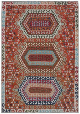 Full view of New Modern Design rug from Pakistan, 295 × 214 cm in Multi Color tones