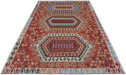 Full view of New Modern Design rug from Pakistan, 295 × 214 cm in Multi Color tones