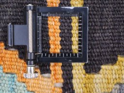 Corner detail of New Modern Design rug showing border pattern and Wool pile