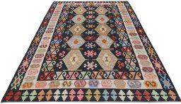 Full view of New Modern Design rug from Pakistan, 291 × 204 cm in Multi Color tones
