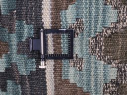 Corner detail of New Modern Design rug showing border pattern and Wool pile