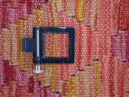 Corner detail of New Modern Design rug showing border pattern and Wool pile