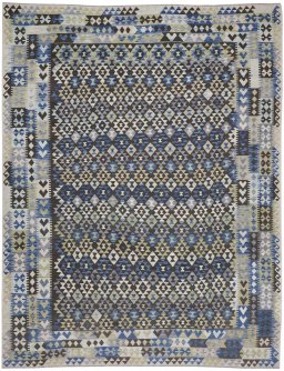 Full view of New Modern Design rug from Pakistan, 382 × 299 cm in Multi Color tones