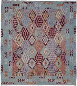 Full view of New Modern Design rug from Pakistan, 302 × 270 cm in Multi Color tones