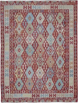 Full view of New Modern Design rug from Pakistan, 337 × 264 cm in Multi Color tones