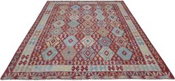 Full view of New Modern Design rug from Pakistan, 337 × 264 cm in Multi Color tones