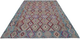 Full view of New Modern Design rug from Pakistan, 340 × 257 cm in Multi Color tones
