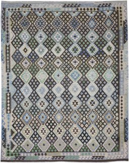 Full view of New Modern Design rug from Pakistan, 393 × 317 cm in Multi Color tones
