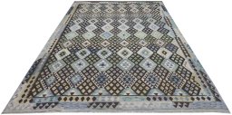 Full view of New Modern Design rug from Pakistan, 393 × 317 cm in Multi Color tones
