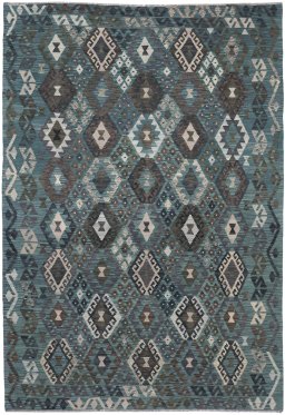 Full view of New Modern Design rug from Pakistan, 294 × 205 cm in Multi Color tones