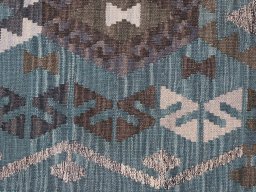 Backside of handmade New Modern Design rug showing knot structure and weave density