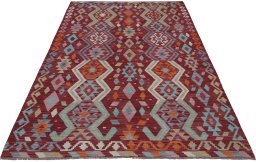 Full view of New Modern Design rug from Pakistan, 287 × 209 cm in Multi Color tones
