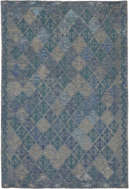 Full view of New Modern Design rug from Pakistan, 295 × 202 cm in Multi Color tones