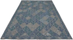 Full view of New Modern Design rug from Pakistan, 295 × 202 cm in Multi Color tones