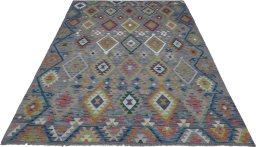 Full view of New Modern Design rug from Pakistan, 286 × 199 cm in Multi Color tones