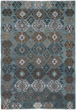 Full view of New Modern Design rug from Pakistan, 293 × 204 cm in Multi Color tones