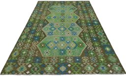 Full view of New Modern Design rug from Pakistan, 305 × 195 cm in Multi Color tones