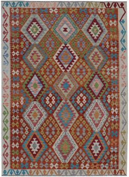 Full view of New Modern Design rug from Pakistan, 243 × 177 cm in Multi Color tones