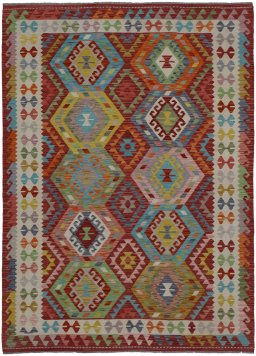Full view of New Modern Design rug from Pakistan, 243 × 177 cm in Multi Color tones