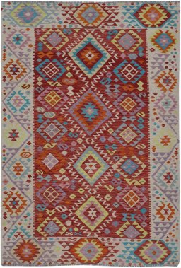 Full view of New Modern Design rug from Pakistan, 245 × 161 cm in Multi Color tones