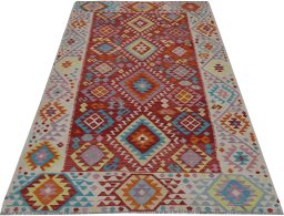Full view of New Modern Design rug from Pakistan, 245 × 161 cm in Multi Color tones