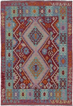 Full view of New Modern Design rug from Pakistan, 192 × 131 cm in Multi Color tones